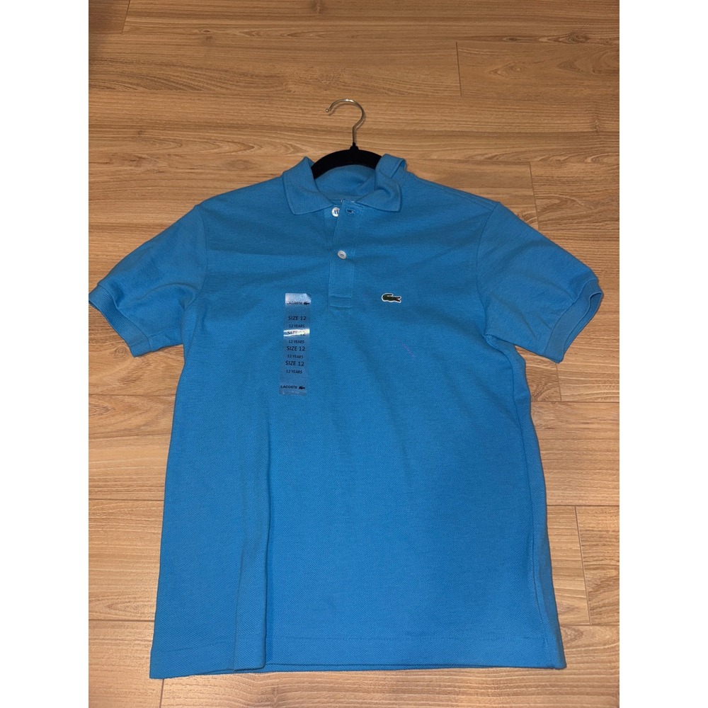 Lacoste‎ Boys Blue Short Sleeve Pique Polo Shirt Size 12 New